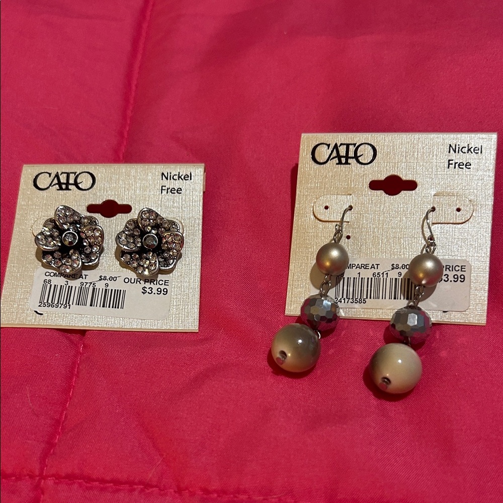 Cato Silver Floral and Beaded Earrings